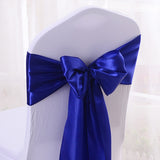 5 Pc Satin Chair Cover Sashes Bows  6.8" x 110" Royal Blue