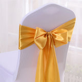 5 Pc Satin Chair Cover Sashes Bows  6.8" x 110" Golden Yellow