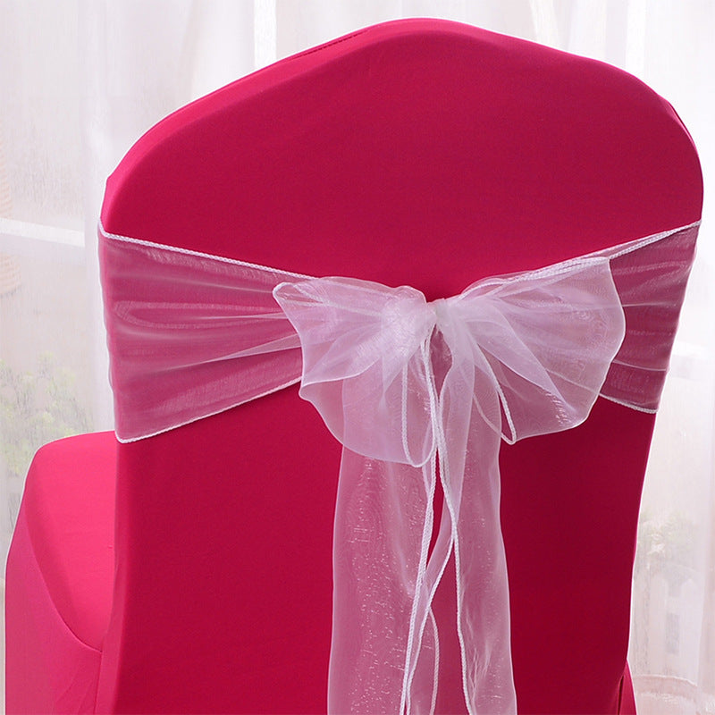 5 Pc Organza Chair Sashes Sheer 6.8" x 110" White
