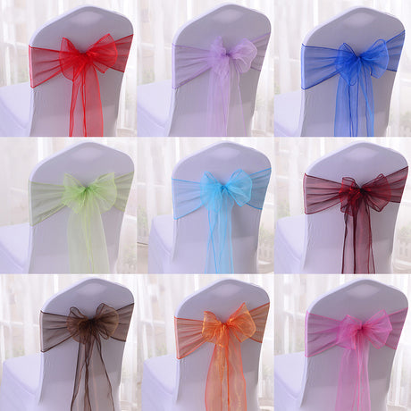 5 Pc Organza Chair Sashes Sheer 6.8" x 110" Gold