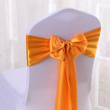5 Pc Satin Chair Cover Sashes Bows  6.8" x 110" Orange Yellow