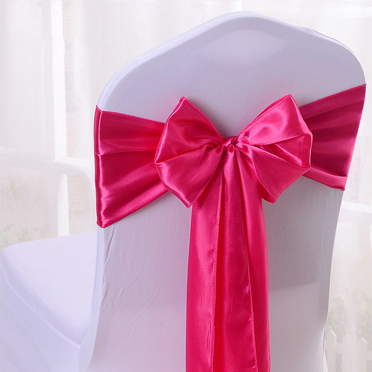 5 Pc Satin Chair Cover Sashes Bows  6.8" x 110" Rose Red