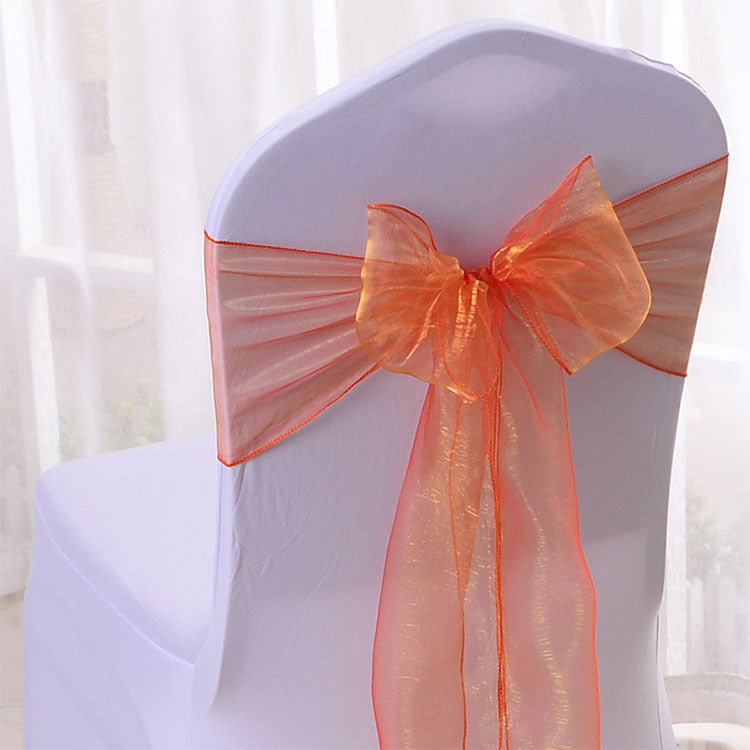5 Pc Organza Chair Sashes Sheer 6.8" x 110" Orange