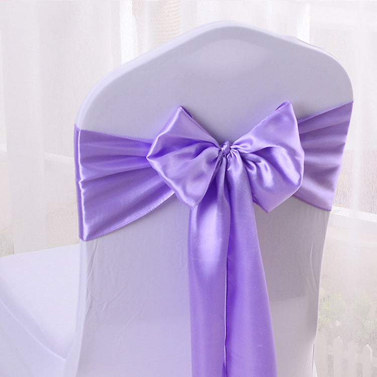 5 Pc Satin Chair Cover Sashes Bows  6.8" x 110" Light Purple