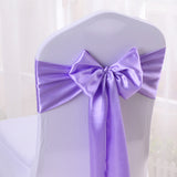 5 Pc Satin Chair Cover Sashes Bows  6.8" x 110" Light Purple