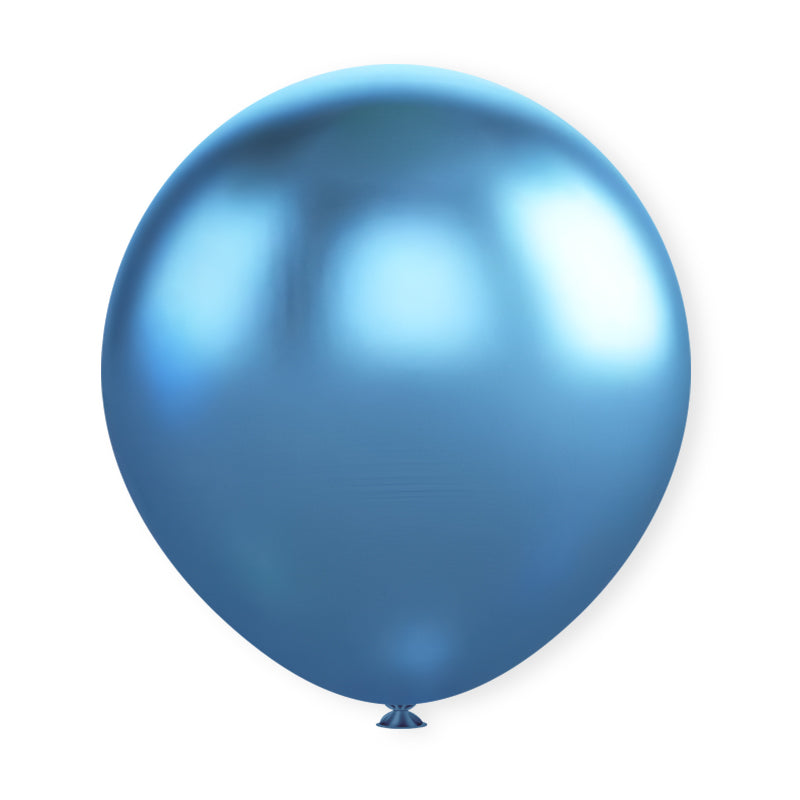 10 Pc Chrome Blue Latex Helium, Air or Water Balloons 18"