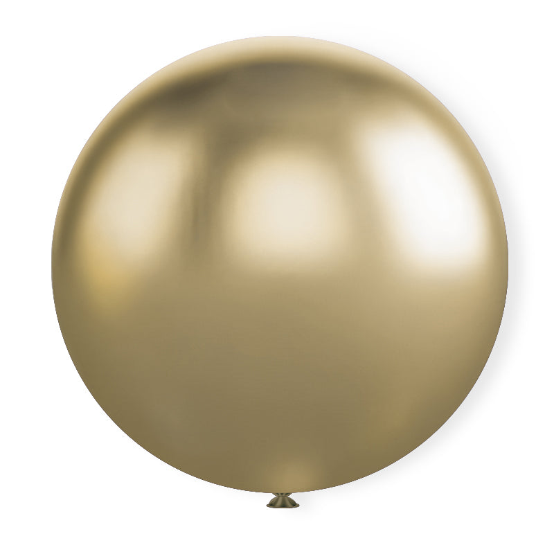 5 Pc Chrome Gold Latex Helium, Air or Water Balloons 36"