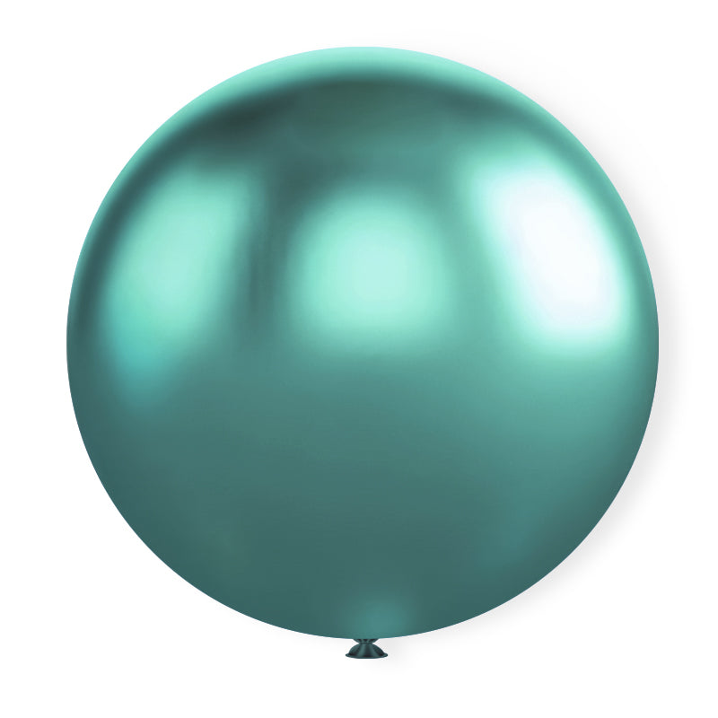 5 Pc Chrome Green Latex Helium, Air or Water Balloons 36"