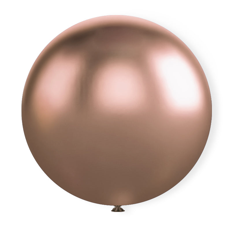 5 Pc Chrome Rose Gold Latex Helium, Air or Water Balloons 36"