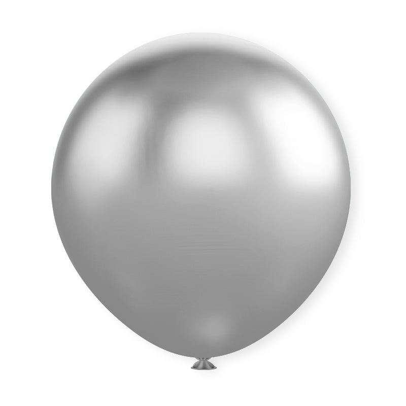 10 Pc Chrome Silver  Latex Helium, Air or Water Balloons 18"