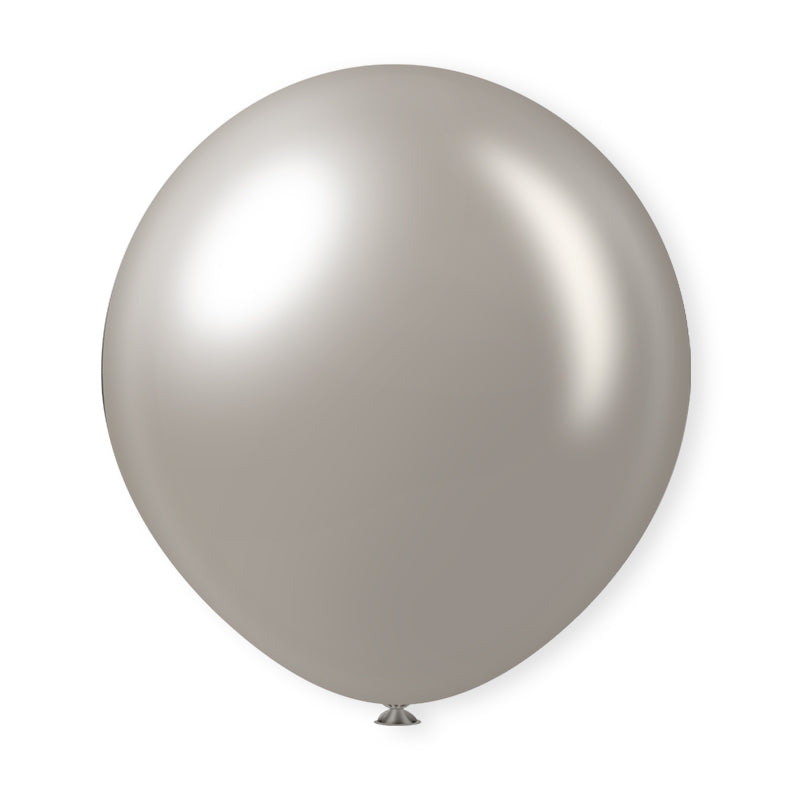 10 Pc Shiny Pearl Silver Latex Helium, Air or Water Balloons 18"