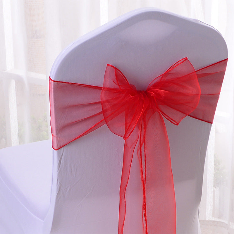 5 Pc Organza Chair Sashes Sheer 6.8" x 110" Rose Red