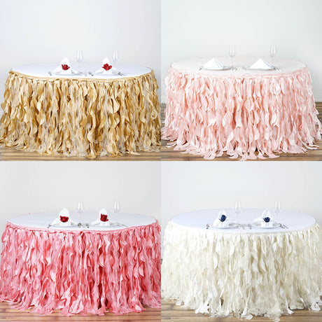Curly Willow 14ft Table Skirt White