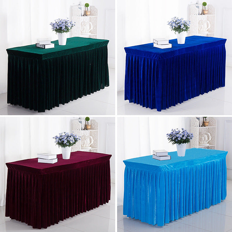 Velvet Rectangular Table Skirt 62"x23"x29" Dark Green