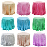 Sequin Round Tablecloth 132" Tiffany Blue