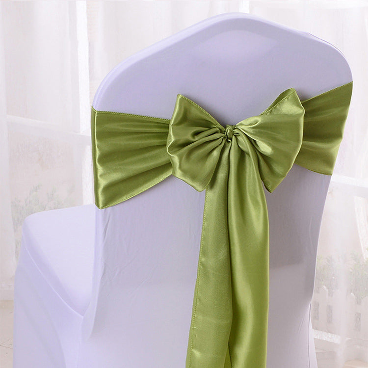 5 Pc Satin Chair Cover Sashes Bows  6.8" x 110" White