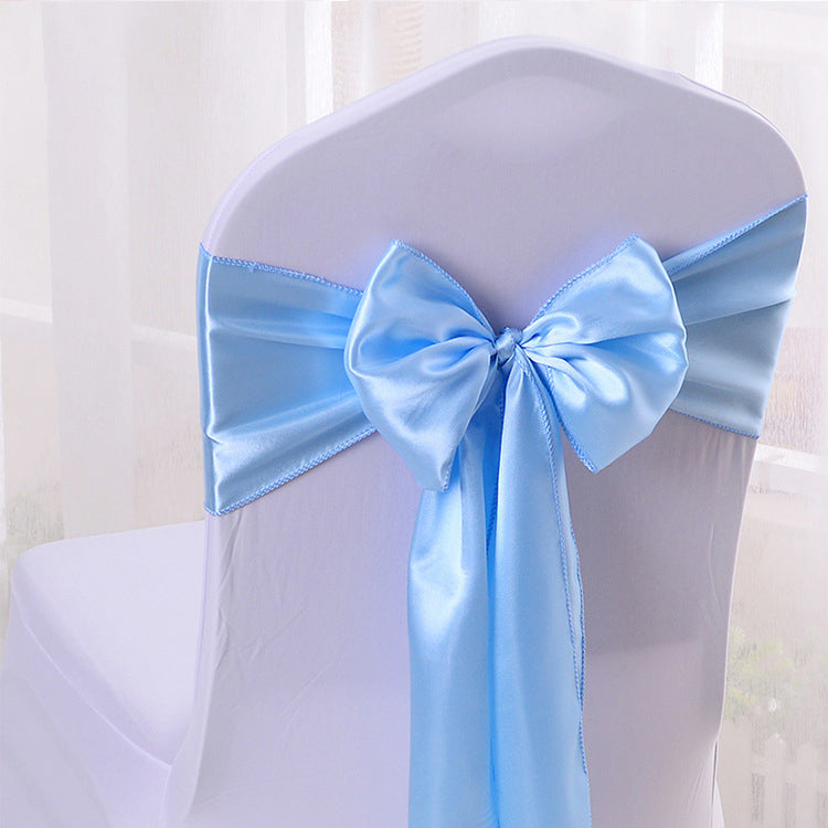 5 Pc Satin Chair Cover Sashes Bows  6.8" x 110" Sky Blue