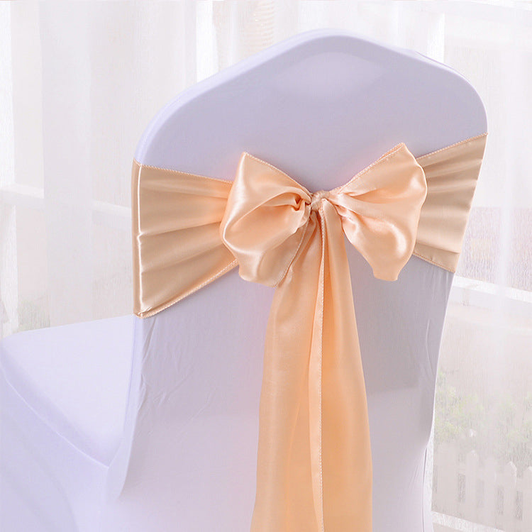 5 Pc Satin Chair Cover Sashes Bows  6.8" x 110" Champagne
