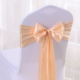 5 Pc Satin Chair Cover Sashes Bows  6.8" x 110" Champagne