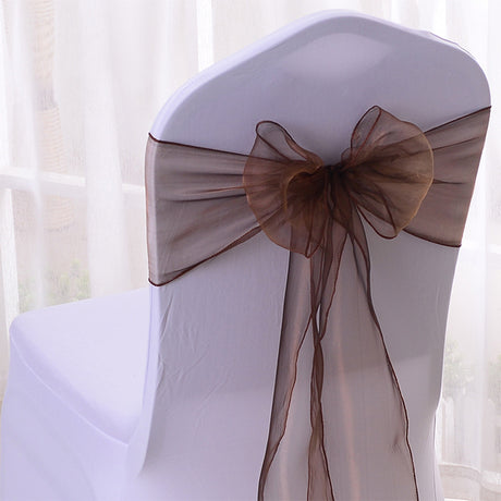 5 Pc Organza Chair Sashes Sheer 6.8" x 110" Light Pink