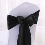 5 Pc Satin Chair Cover Sashes Bows  6.8" x 110" Black
