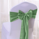 5 Pc Satin Chair Cover Sashes Bows  6.8" x 110" Avocado