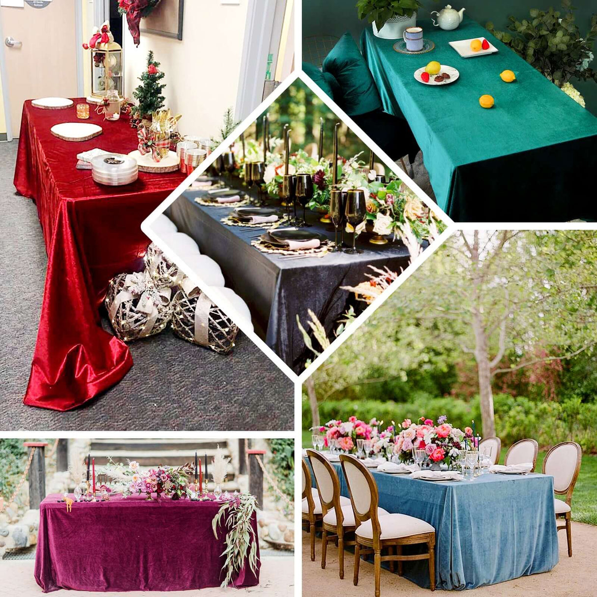 Velvet Rectangular Table Skirt 62"x23"x29" Dark Green