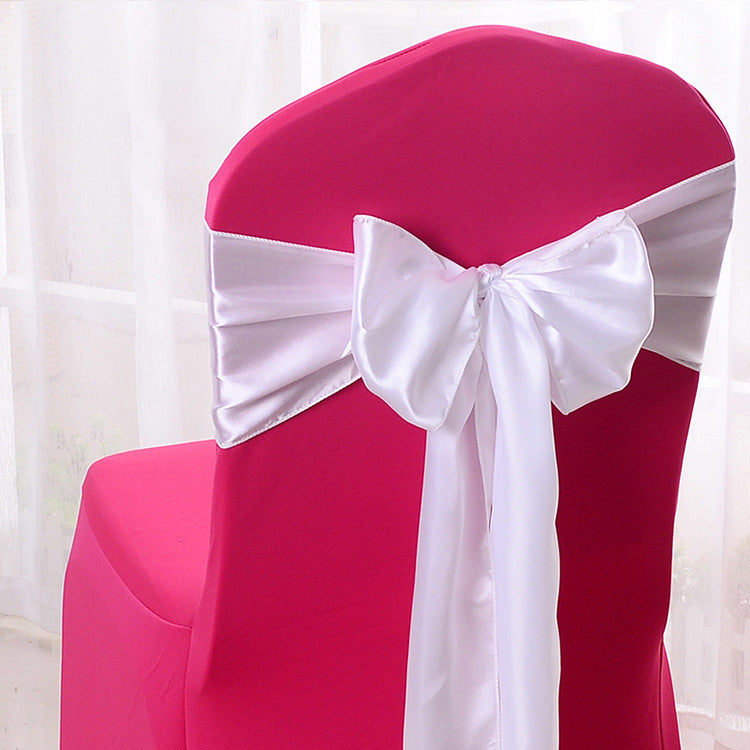 5 Pc Satin Chair Cover Sashes Bows  6.8" x 110" White