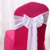 5 Pc Satin Chair Cover Sashes Bows  6.8" x 110" White