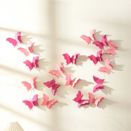 2 Pc 3D Paper Butterfly String Banners 9Ft Gradient Pink