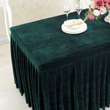 Velvet Rectangular Table Skirt 62"x23"x29" Dark Green