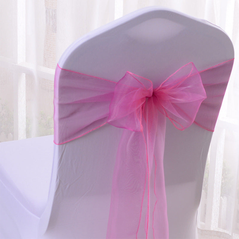 5 Pc Organza Chair Sashes Sheer 6.8" x 110" Rose Red