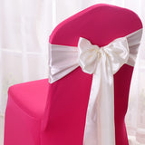 5 Pc Satin Chair Cover Sashes Bows  6.8" x 110" Dark Durple