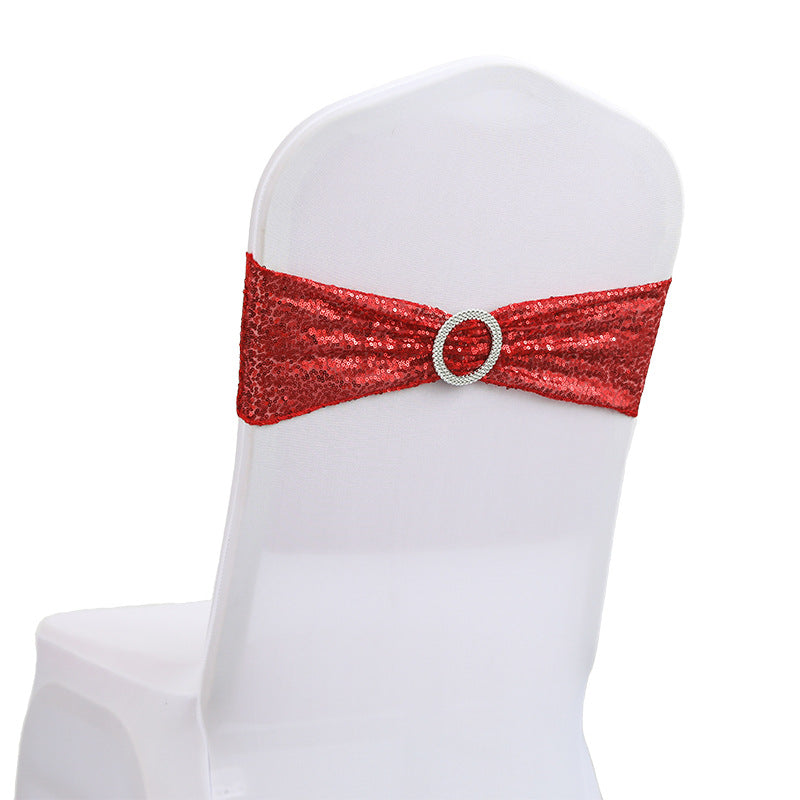 5 Pc Sequin Spandex Chair Sashes 6"x14" Red