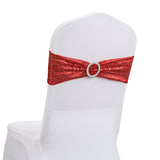 5 Pc Sequin Spandex Chair Sashes 6"x14" Red