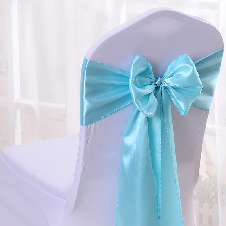 5 Pc Satin Chair Cover Sashes Bows  6.8" x 110" Dark Durple