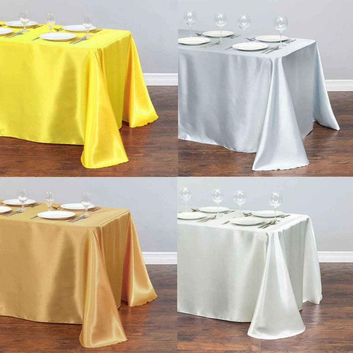 Satin Rectangular Tablecloth 57"x108" Silver-No splicing