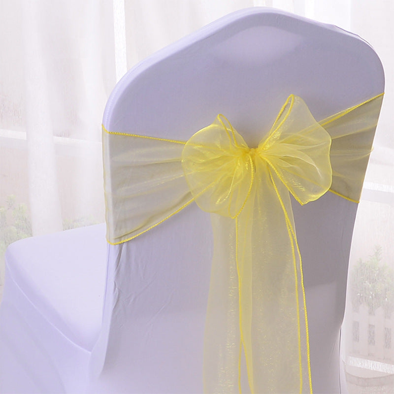 5 Pc Organza Chair Sashes Sheer 6.8" x 110" Bright Yellow