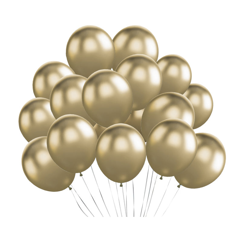 100 Pc Chrome Gold Latex, Air or Water Balloons 5"