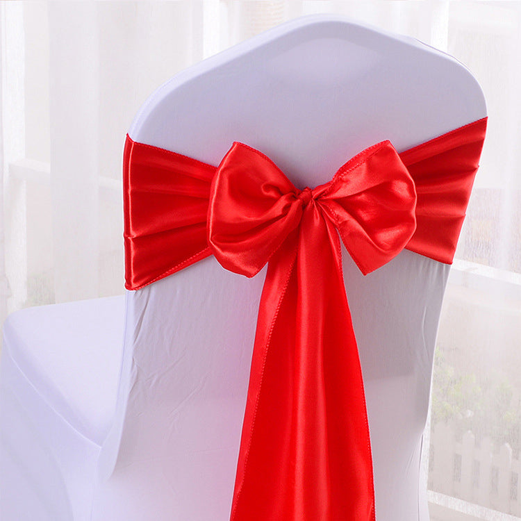 5 Pc Satin Chair Cover Sashes Bows  6.8" x 110" Red