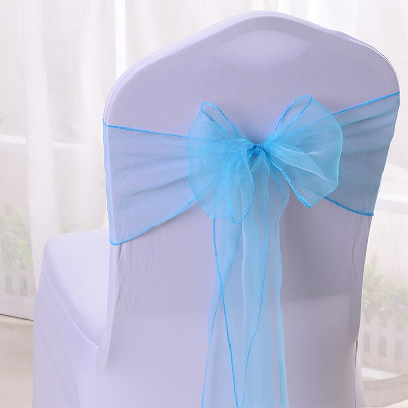 5 Pc Organza Chair Sashes Sheer 6.8" x 110" Lake Blue