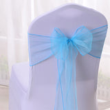 5 Pc Organza Chair Sashes Sheer 6.8" x 110" Lake Blue