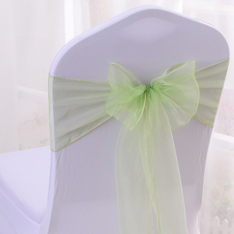 5 Pc Organza Chair Sashes Sheer 6.8" x 110" Fruit Green