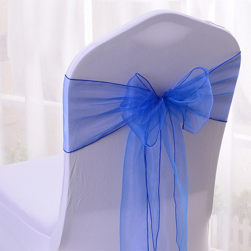5 Pc Organza Chair Sashes Sheer 6.8" x 110" Royal Blue