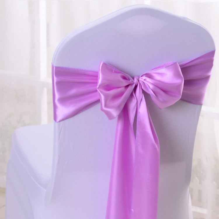 5 Pc Satin Chair Cover Sashes Bows  6.8" x 110" Pink Purple
