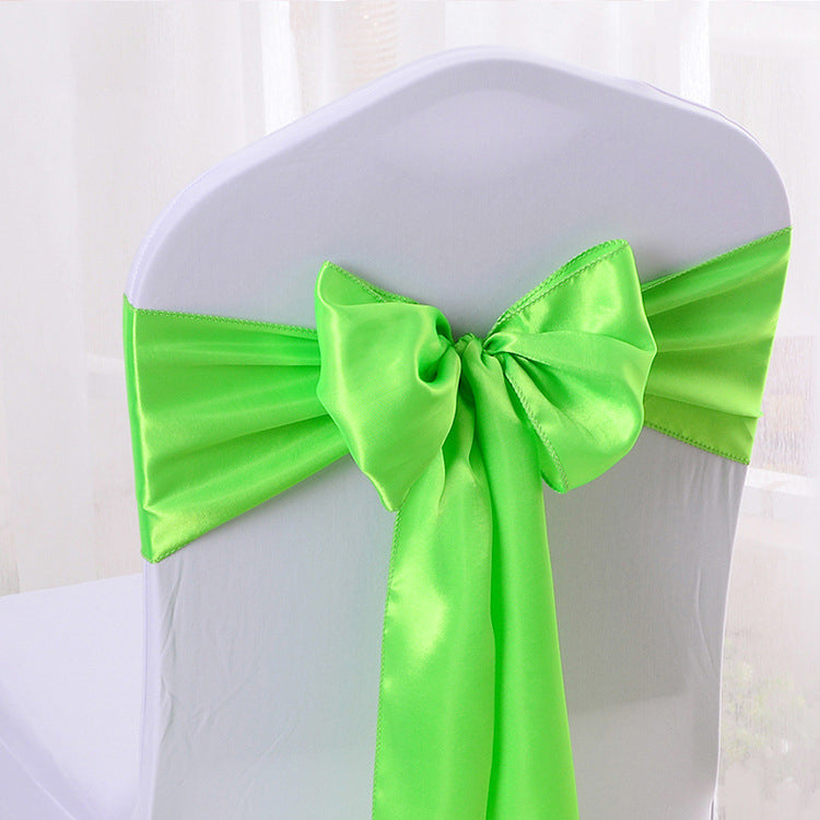 5 Pc Satin Chair Cover Sashes Bows  6.8" x 110" Fruit Green