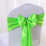 5 Pc Satin Chair Cover Sashes Bows  6.8" x 110" Fruit Green