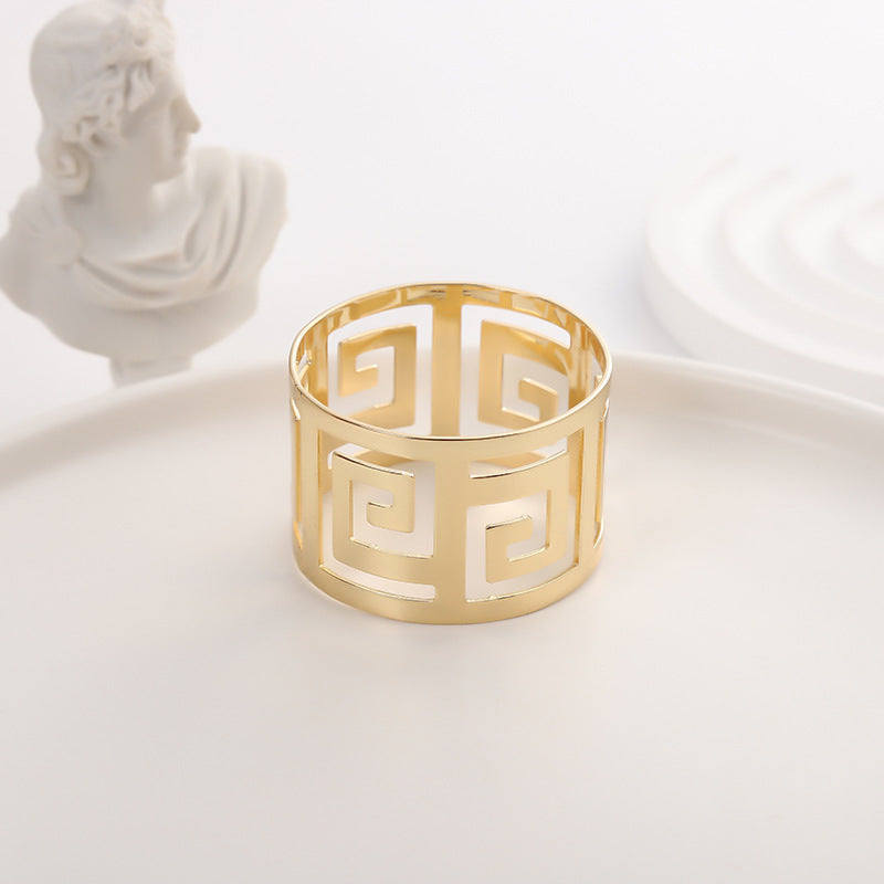 4Pc Aluminum Hollow Napkin Ring Gold