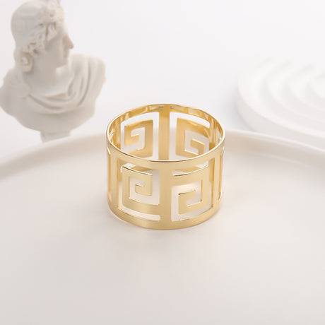 4Pc Aluminum Hollow Napkin Ring Gold