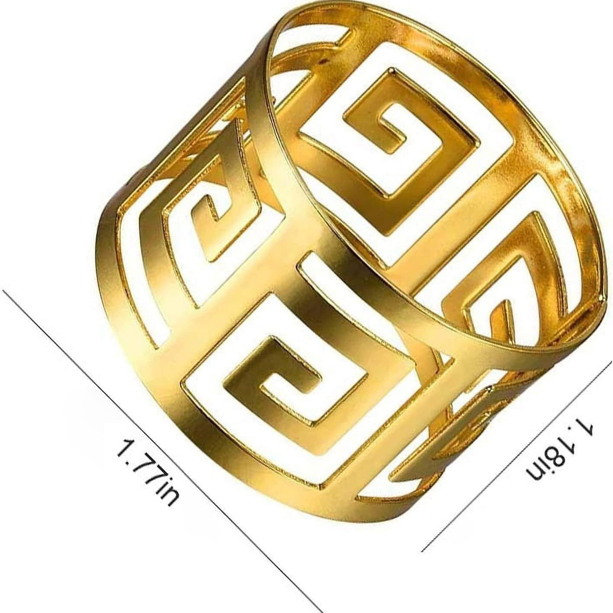 4Pc Aluminum Hollow Napkin Ring Gold